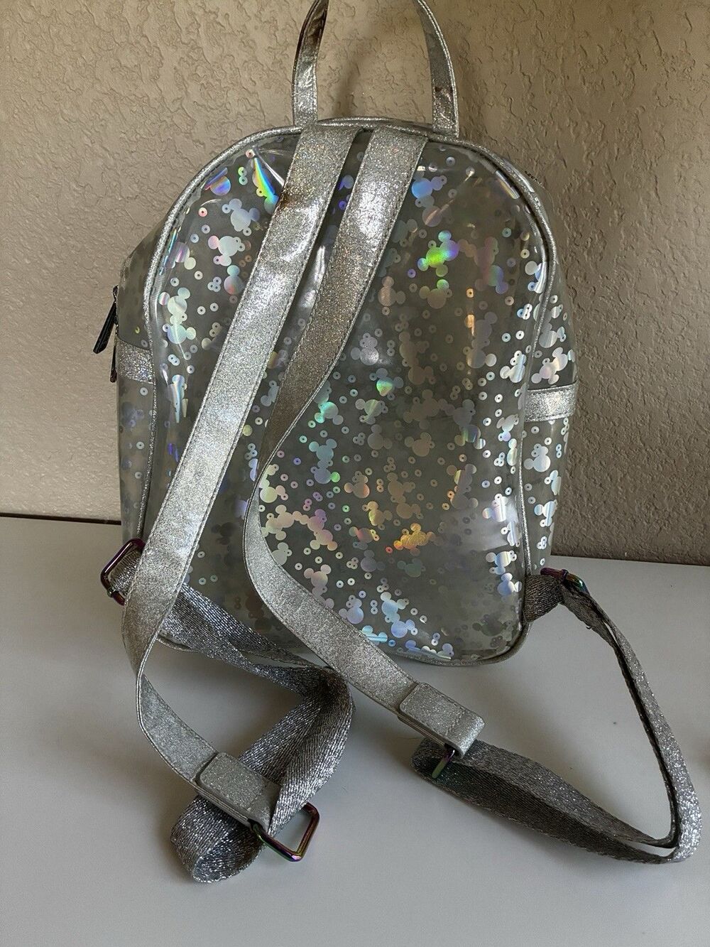 Disney Mickey Mouse confetti Loungefly Clear Bag holographic backpack - Picture 7 of 7